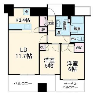 シエリアタワー中之島【1706号室】の間取り
