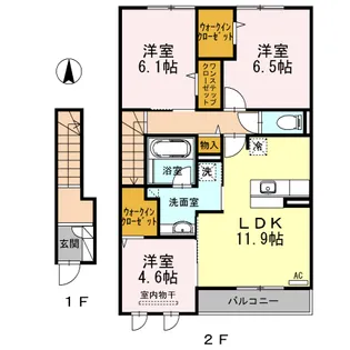 ベルク・ボヌール【202号室】の間取り