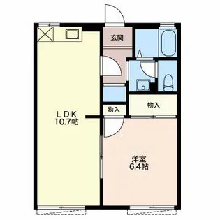 コーポナカノB【102102号室】の間取り