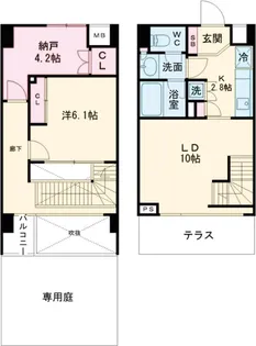 ユニテ・ド・ブラン【1階】の間取り