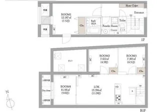 BLANCCOURT中野新橋【101号室】の間取り