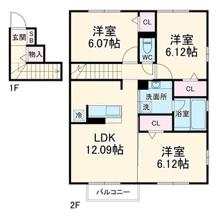 グランシャリオA【201号室】の間取り