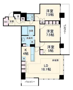 BELISTAタワー東戸塚【18階】の間取り