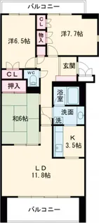 桜丘フラット【3階】の間取り