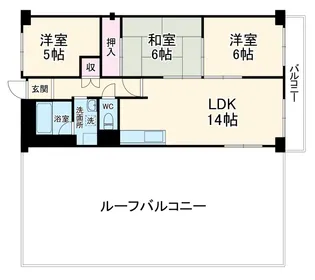 緑地公園パークハイツ6号棟【607号室】の間取り