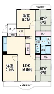椿峰ニュータウン 39街区 1号棟【501号室】の間取り