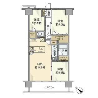 サンクレイドル伊勢原レジデンスブルームコート【1号室】の間取り
