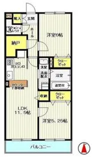 ソルクレストK弐番館【1階】の間取り