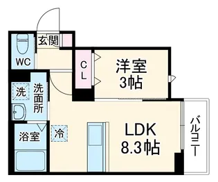 Astro Residence 西大宮【101号室】の間取り