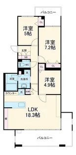 ロイヤルシーズン溝の口CASA【5階】の間取り