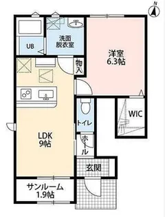 LOTUS西横地【1階】の間取り