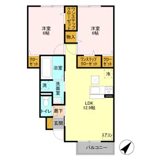 グリーンコート 参番館【0102号室】の間取り