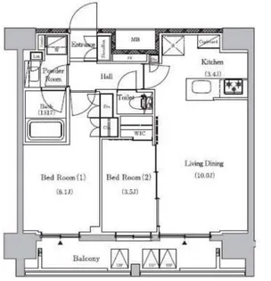 プライマルイプセ池尻大橋【11階】の間取り