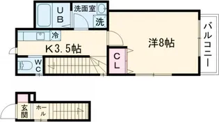 メルベーユみかど【202号室】の間取り