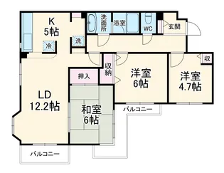 コスモ藤沢グランソル【5階】の間取り