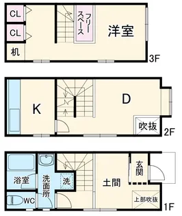 南市岡テラスハウス【A号室】の間取り