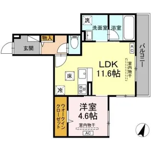 D Paina Odoriba【1階】の間取り