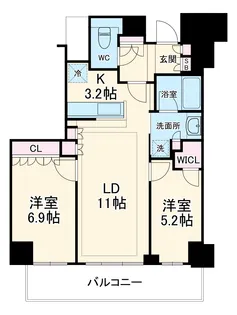 ジオタワー天六【1505号室】の間取り