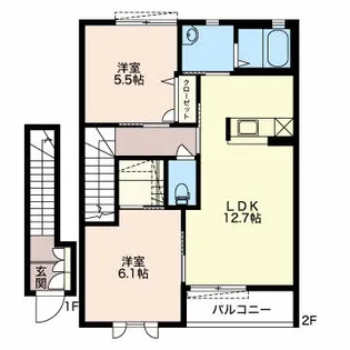 ソレイユB【202号室】の間取り
