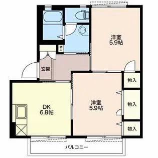 ハウス ウッドベルA【1階】の間取り