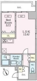 シャントロワ曙橋【11階】の間取り