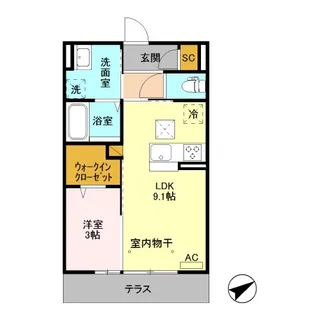 ボヌール【201号室】の間取り
