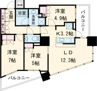 ザ・パークハウス西新宿タワー60【22階】の間取り