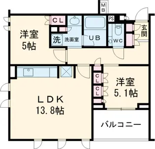 イニシア祖師ヶ谷大蔵【206号室】の間取り