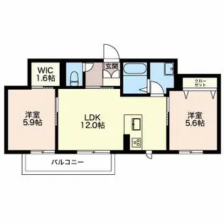 フローラ神戸【202号室】の間取り