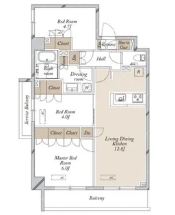 HF東尾久レジデンス【3階】の間取り