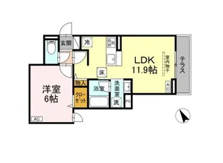 セレスティア桜上水【1階】の間取り