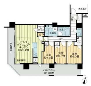 プラウドタワー武蔵浦和レジデンス【1107号室】の間取り