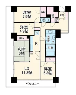 ライオンズガーデン花崎 F【907号室】の間取り
