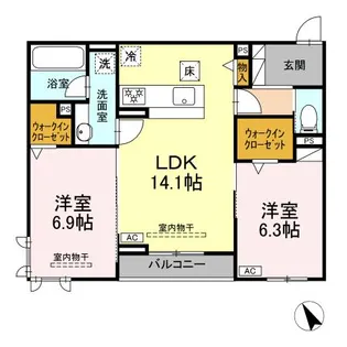 ル・カヴァリエ【1階】の間取り