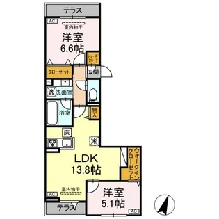 セレスティア船橋Ⅱ【103号室】の間取り