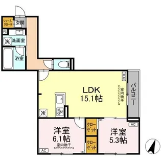 セレスティア船橋Ⅱ【202号室】の間取り