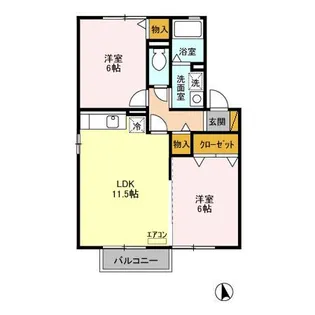 グリーンヴィラ カサハラ D【2階】の間取り