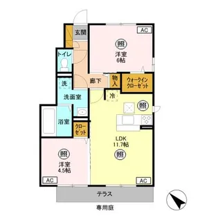 ラ フォンテ B【101号室】の間取り