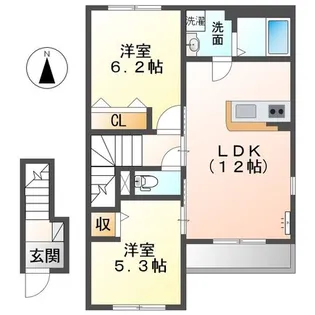 カサ デ コア Ⅰ【2階】の間取り