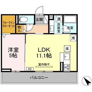 D-avance六名新町【102号室】の間取り