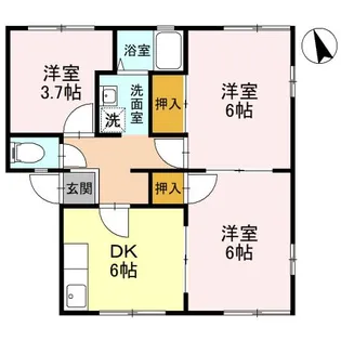 ライフタウニーA街区 6号棟【1階】の間取り