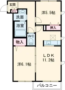 ベレオ小金井【206号室】の間取り