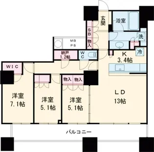 ザ・パークハウス西新宿タワー60【1110号室】の間取り