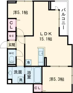 セレスティア船橋II【2階】の間取り