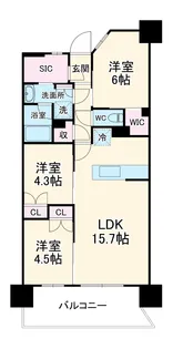 レーベン川口元郷Sta.Front【3階】の間取り