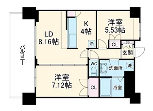 リボンシティコミュニティ【12階】の間取り