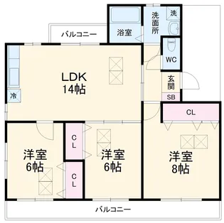 グリーンパーク西端【3階】の間取り