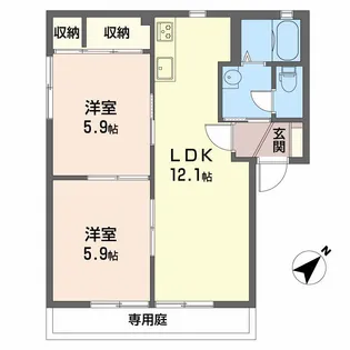 エレガンスハイツさつき【B102号室】の間取り