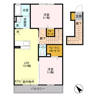 ウィスタリア イースト A【203号室】の間取り
