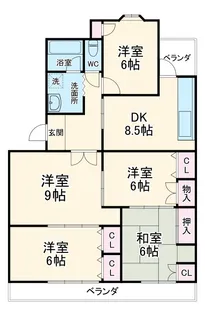 植田山北住宅3号棟【1階】の間取り